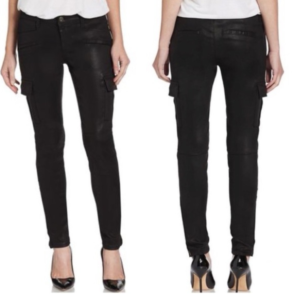 J BRAND Ashton black Skinny Coated Cargo Jean Size: 27